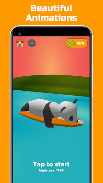 Panda Surfer run preview with coins and obstacles