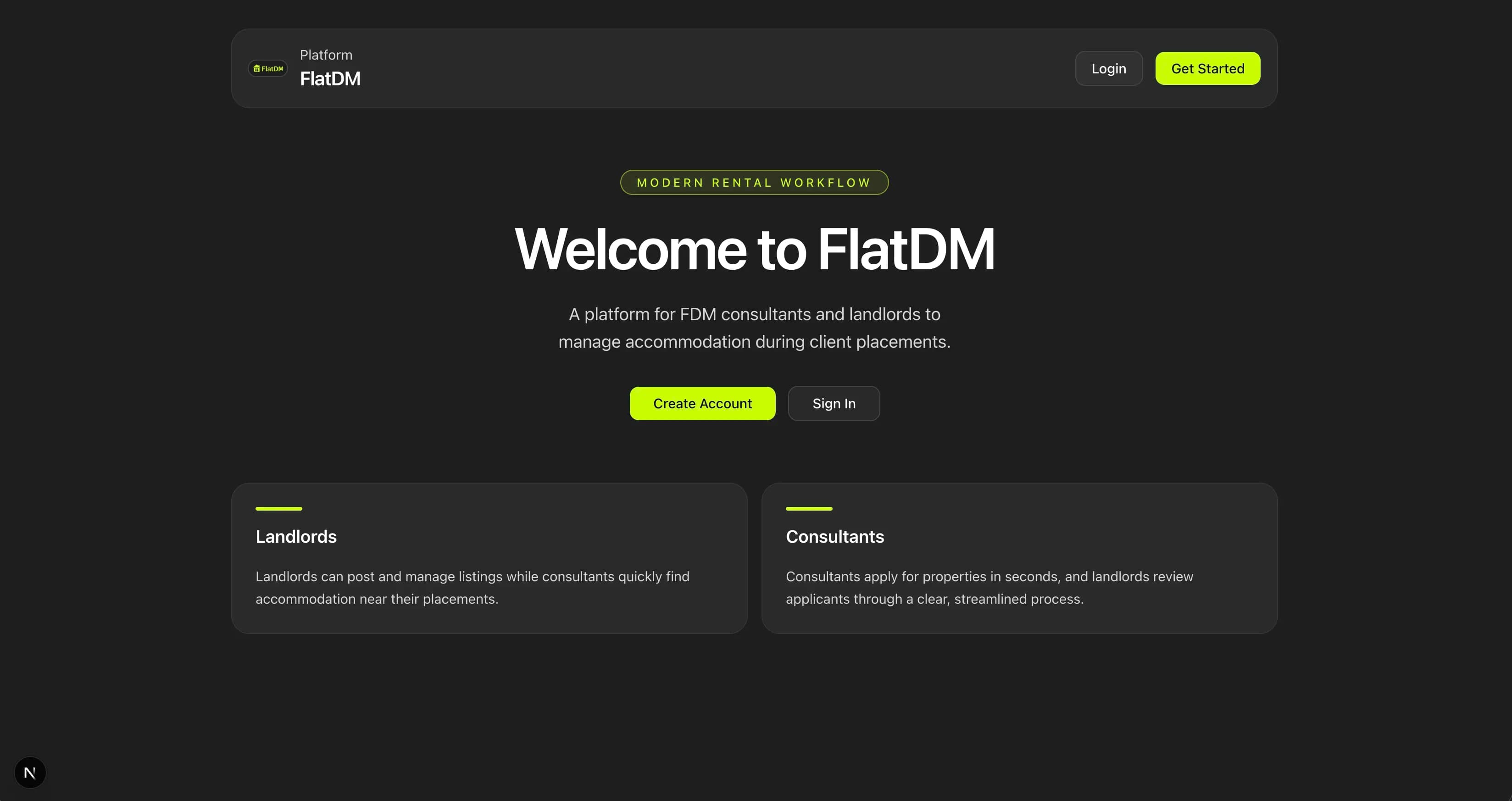 FlatDM landing page
